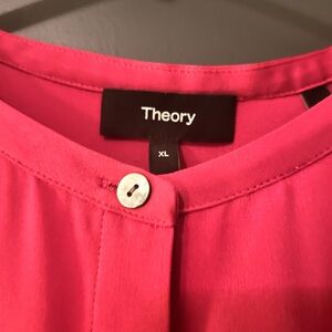 Theory Fuchsia Button-Front Blouse XL